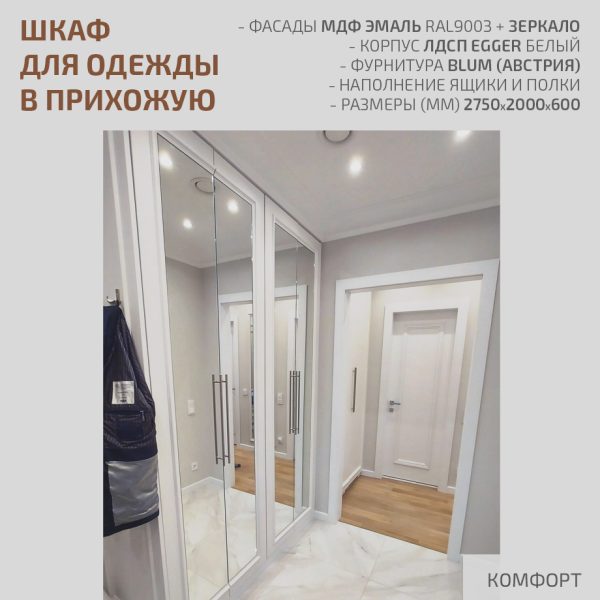 Шкаф зеркальный в прихожую